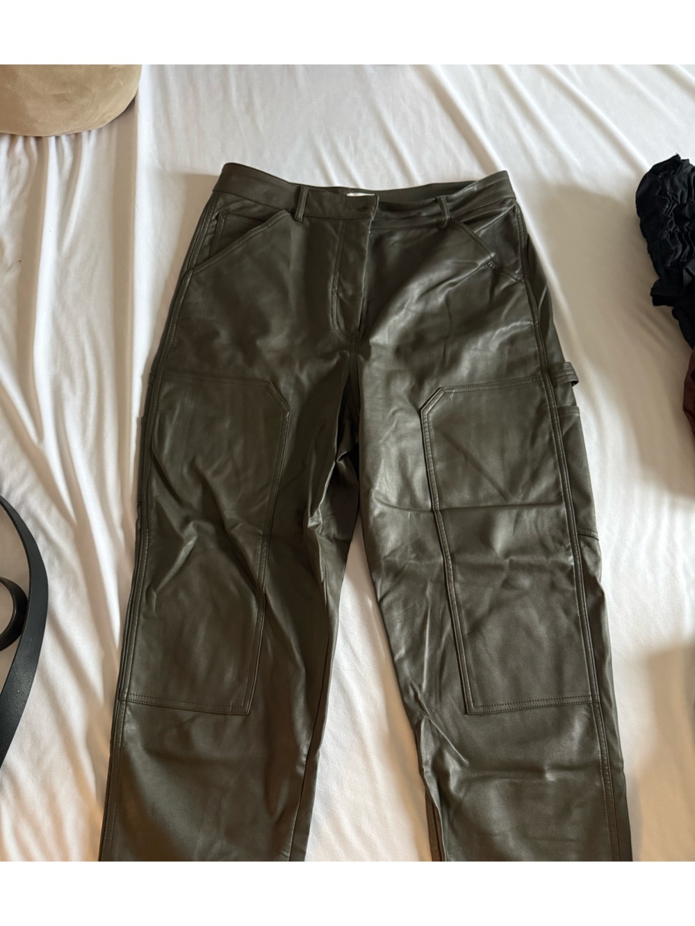 Wilfred Olive Faux Leather Cargo Pants